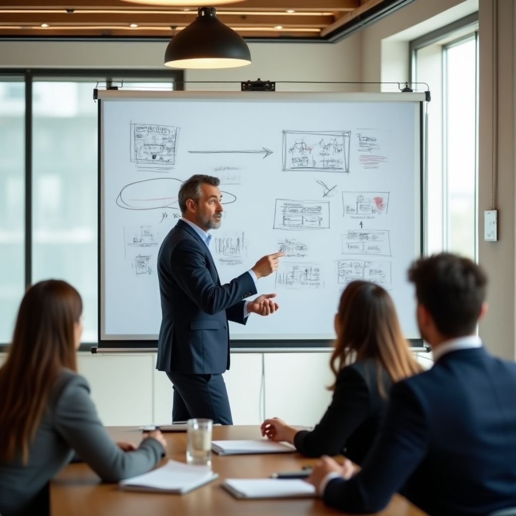 Business coach working with executives on strategy